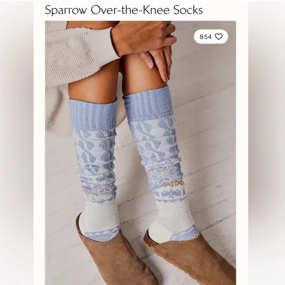 free People Sparrow Over The Knee Socks Sweater Print, 3 Pairs, NWT